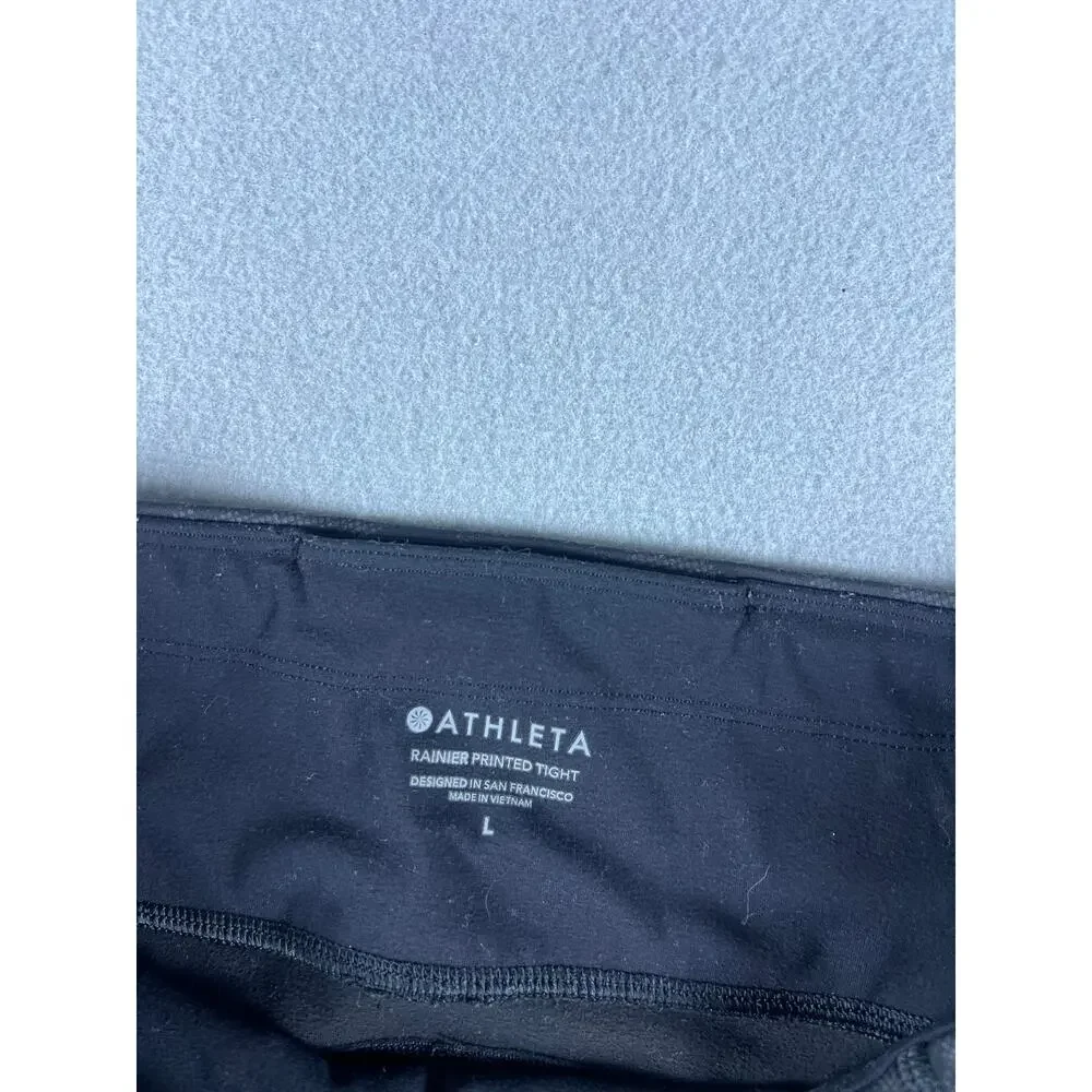 Athleta Rainier Printed Tight Womens L Black Animal Print Reflective Leggings
